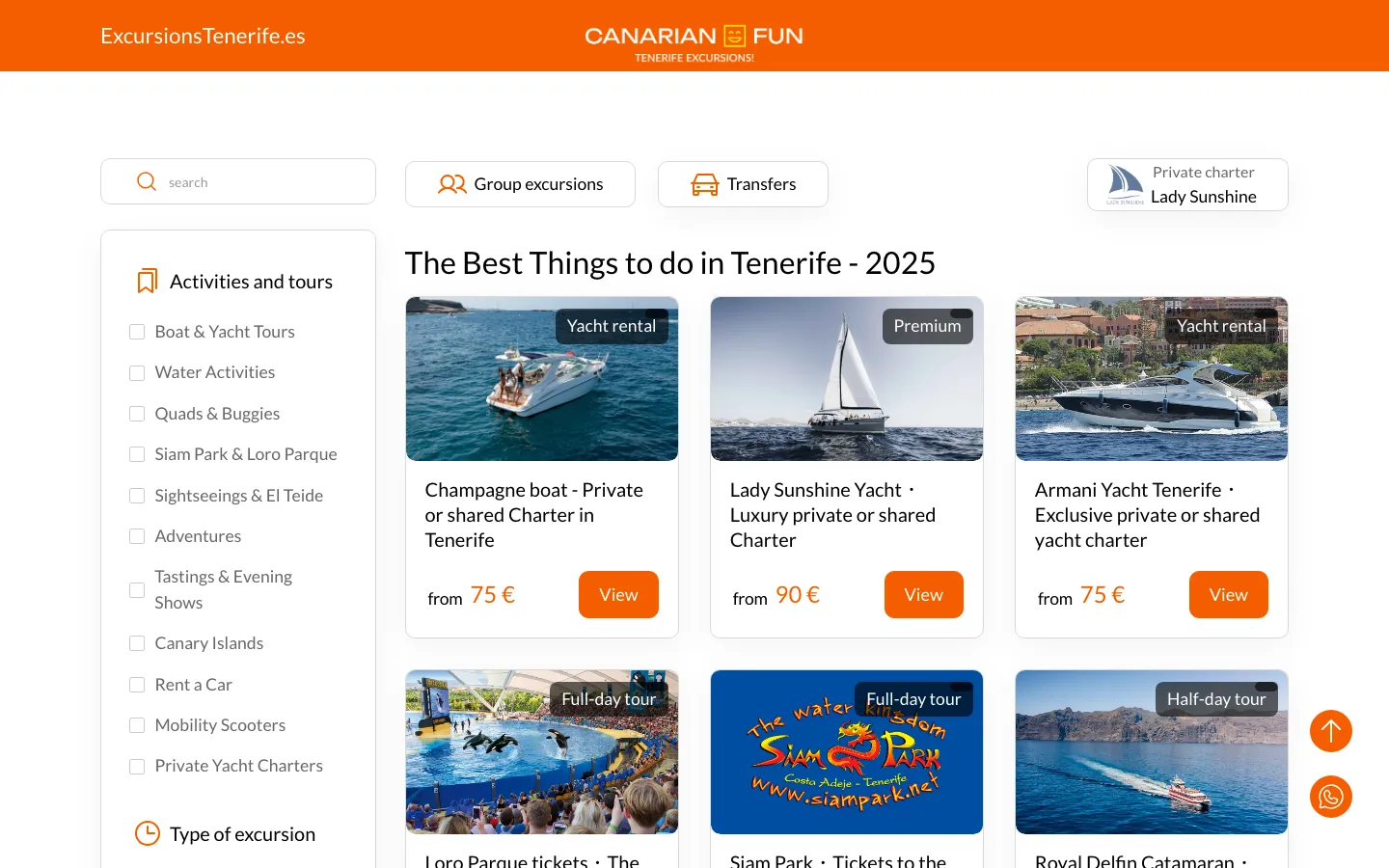 Excursions Tenerife: project preview
